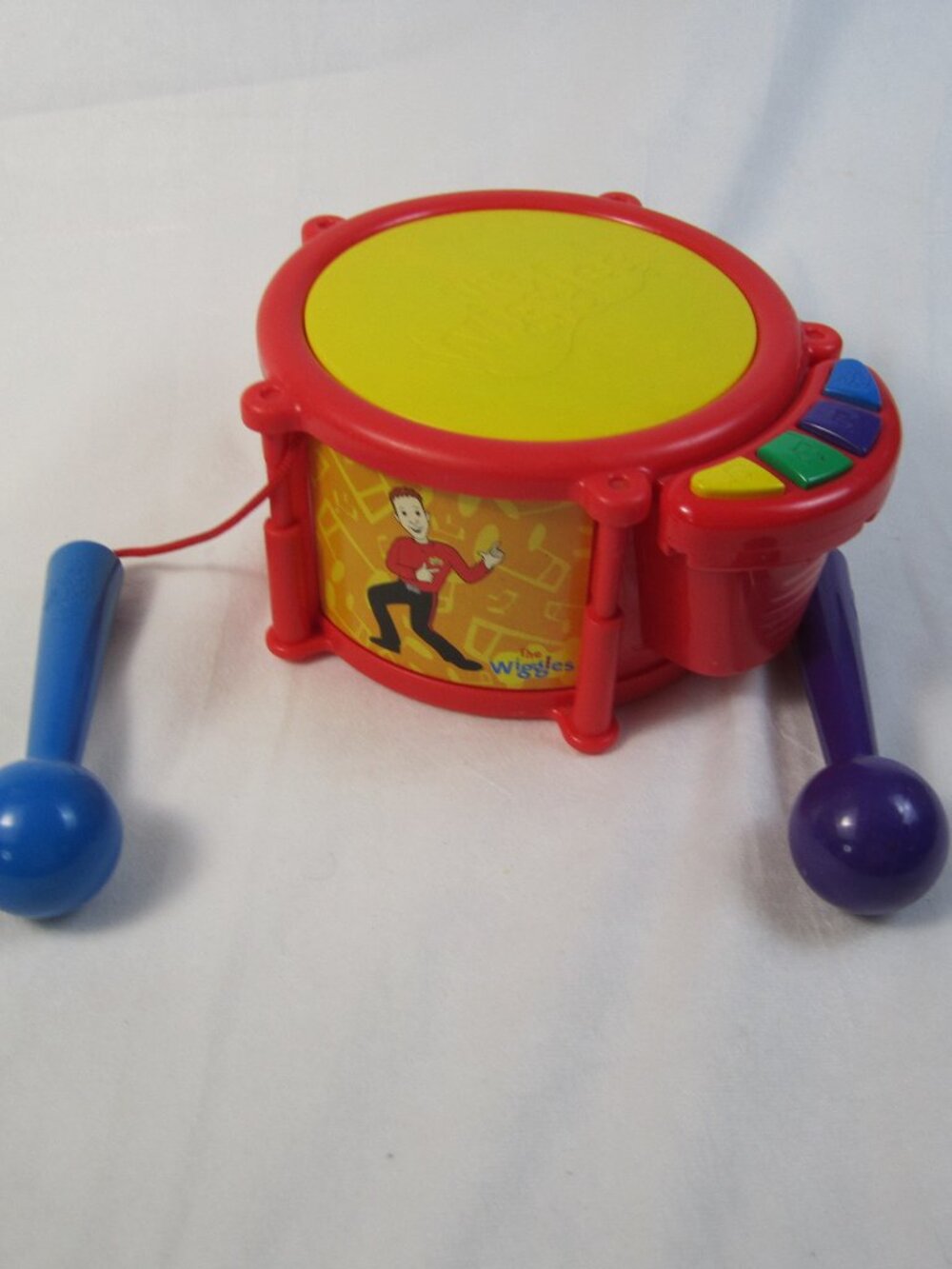 The Wiggles Rock & Roll Drum Musical Toy w Drumsticks - 2004 - TESTED - WORKS